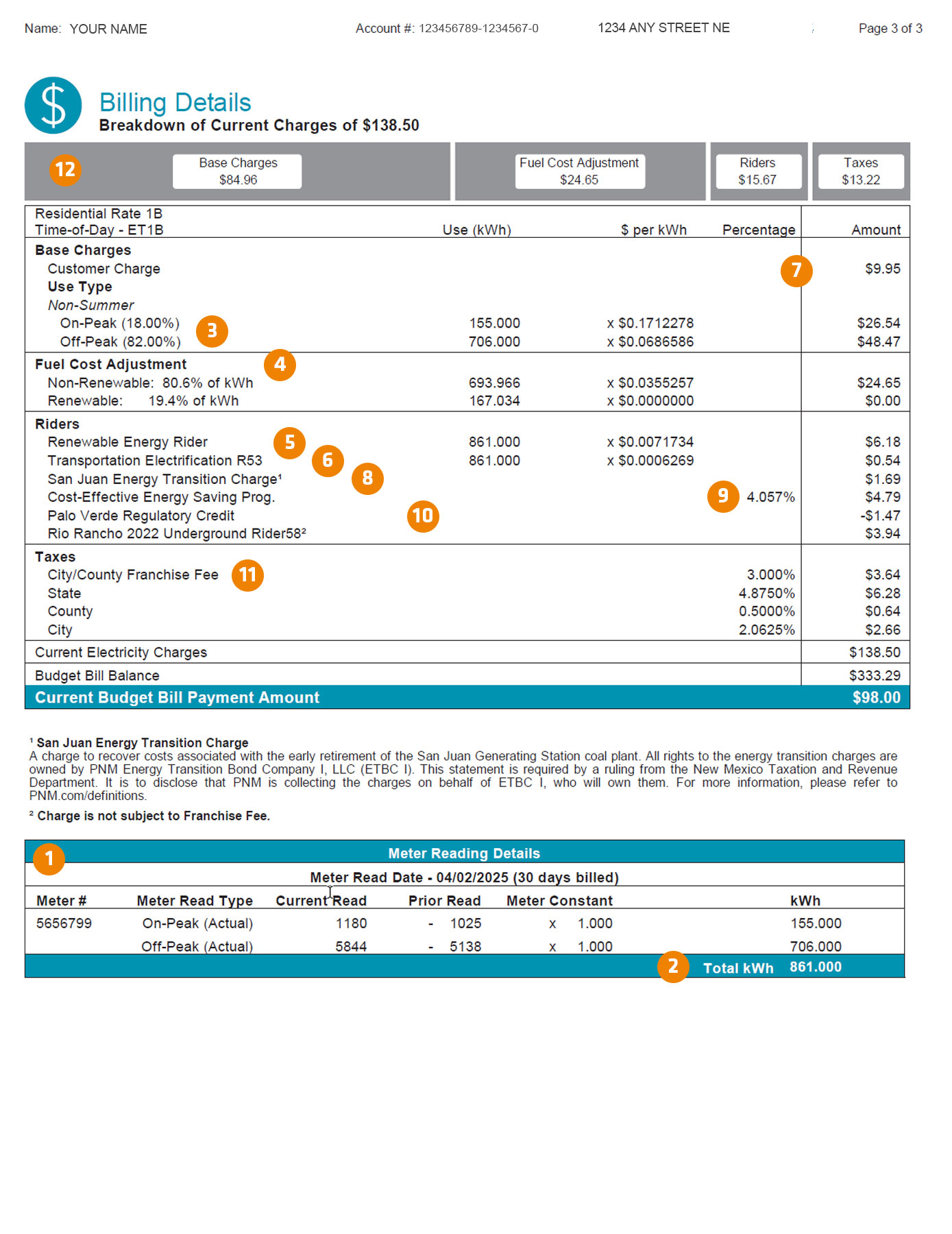 RATE 1B Billing Details